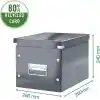 Leitz Click & Store Orta Boy Küp Saklama Kutusu 61090095, Siyah, Metal Kulplu, 260x240x260 mm