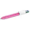 BIC 4 Colours Shine Pembe Gövde Tükenmez Kalem 12li Kutu, 4 Renk (Mavi, Siyah,Yeşil ve Kırmızı), 1.0 mm. Uç