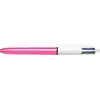 BIC 4 Colours Shine Pembe Gövde Tükenmez Kalem 12li Kutu, 4 Renk (Mavi, Siyah,Yeşil ve Kırmızı), 1.0 mm. Uç