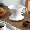 Epinox Seramik Kahve Dripper - Porselen Demleyici - No: 2 - Beyaz (Hario V60 Benzeri)