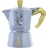 Bialetti - Moka Express Bridgerton: 3 Cups Ocak Üstü Espresso Pişirici - 130ml - Mavi Renk - Alüminyum Gövde - Patentli Güvenlik Valfi - Tüm Ocak Türleri İçin Uygundur (İndüksiyon Hariç)