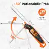 ThermoPro TP605W IPX6 Su Geçirmez, Katlanabilir Problu ve Arkadan Aydınlatmalı Ekranlı Anında Okunan Dijital Et ve Gıda Termometresi