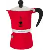 Bialetti - Rainbow: 3 Cups Ocak Üstü Espresso Pişirici - 130ml - Kırmızı Renk - Alüminyum Gövde - Patentli Güvenlik Valfi - Tüm Ocak Türleri İçin Uygundur (İndüksiyon Hariç)