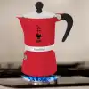 Bialetti - Rainbow: 3 Cups Ocak Üstü Espresso Pişirici - 130ml - Kırmızı Renk - Alüminyum Gövde - Patentli Güvenlik Valfi - Tüm Ocak Türleri İçin Uygundur (İndüksiyon Hariç)