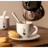 Bialetti - Moka Kahve Fincanı ve Tabağı - 80mL - Bialetti İkonik Bıyıklı Adam Desenli - Porselen