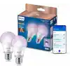 Philips Smart Lighting LED Ampul A60 E27 60W Eşdeğer RGB 2li Paket - Google Home, Alexa, HomeKit ve Matter uyumlu