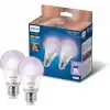 Philips Smart Lighting LED Ampul A60 E27 60W Eşdeğer RGB 2li Paket - Google Home, Alexa, HomeKit ve Matter uyumlu