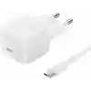 Belkin Kompakt Duvar Şarj Cihazı 45 W + USB-C - USB-C Kablosu, Apple iPhone 17, 16, 15, 14, Plus, Pro, Pro Max, Samsung Galaxy S25 Serisi, S24, Pixel 9, iPad, AirPods ve Fazlası için Hızlı Şarj, Beyaz
