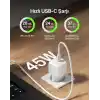 Belkin Kompakt Duvar Şarj Cihazı 45 W + USB-C - USB-C Kablosu, Apple iPhone 17, 16, 15, 14, Plus, Pro, Pro Max, Samsung Galaxy S25 Serisi, S24, Pixel 9, iPad, AirPods ve Fazlası için Hızlı Şarj, Beyaz