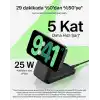Belkin UltraCharge MagSafe Uyumlu 3’ü 1 Arada Qi2 25W Kablosuz Şarj Cihazı, iPhone 17, Apple Watch, AirPods, Pixelsnap, Dönüştürülebilir Masaüstü Standı, 45W Adaptör, Siyah