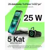 Belkin UltraCharge MagSafe Uyumlu 2’si 1 Arada Qi2 25W Kablosuz Şarj İstasyonu, iPhone 17, AirPods, Pixelsnap, Dönüştürülebilir Masaüstü Standı, USB-C Portlu, 45W Adaptör, Siyah