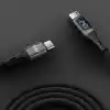 Juo 240W Dijital Led Ekranlı E-Mark Çipli PD 3.1 USB Type-C to Type-C Hızlı Şarj ve Data Kablosu 2 Metre