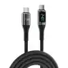 Juo 240W Dijital Led Ekranlı E-Mark Çipli PD 3.1 USB Type-C to Type-C Hızlı Şarj ve Data Kablosu 2 Metre