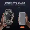 Juo 20000mAh 130W LED Ekranlı USB-A + Type-C Kablolu Powerbank Taşınabilir Hızlı Şarj Cihazı