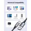 UGREEN 2.0 A USB-A & USB-C Örgülü Şarj ve Data Kablosu, 25 Santimetre, Siyah, 60124