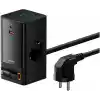 OS-Baseus PowerCombo Dijital Priz 2AC+1U+1C+Geri Çekilebilir-C 65W 1.5m Güç Kablosu ile AB Siyah