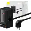 OS-Baseus PowerCombo Dijital Priz 2AC+1U+1C+Geri Çekilebilir-C 65W 1.5m Güç Kablosu ile AB Siyah