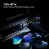 Spigen 47W USB-C 2 Port Araç içi Hızlı Şarj Aleti + Lightning Şarj Kablosu Güç Adaptörü Çakmaklık iPhone & iPad Type-C - ACP04205