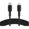 Belkin Örgülü USB-C - Lightning Kablosu (Hızlı Şarj Kablosu) Hızlı Şarj MFi Sertifikalı USB-C Kablosu (1m, Siyah)