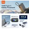 Juo 25000mAh 100W LED Ekranlı Type-C Kablolu Powerbank USB-A + USB-C Macbook Notebook Telefon Taşınabilir PD Hızlı Şarj Cihazı