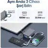 Juo 25000mAh 100W LED Ekranlı Type-C Kablolu Powerbank USB-A + USB-C Macbook Notebook Telefon Taşınabilir PD Hızlı Şarj Cihazı