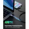 UGREEN 18W, USB to 90 Derece USB-A & USB-C Kablo, 1 Metre, Siyah, ACBUGN50941