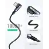 UGREEN 18W, USB to 90 Derece USB-A & USB-C Kablo, 1 Metre, Siyah, ACBUGN50941