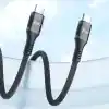 Juo 100W 5A E-Mark Çipli PD Type-C to Type-C Örgülü Hızlı Şarj ve Data Kablosu 2 Metre