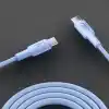 Juo 60W USB Type-C to Type-C Silikon Hızlı Şarj ve Data Kablosu Mavi 1 Metre