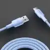Juo 66W USB-A to USB Type-C Silikon Hızlı Şarj ve Data Kablosu Mavi 1 Metre