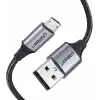 Ugreen Örgülü Micro-USB & USB-A Data ve Şarj Kablosu, 1.5 Metre, Siyah