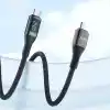 Juo 240W Dijital Led Ekranlı E-Mark Çipli PD 3.1 USB Type-C to Type-C Hızlı Şarj ve Data Kablosu 1 Metre