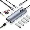Rocoren 11 Portlu 4K 30Hz HDMI Gigabit Ethernet SD TF Kart Okuyuculu 3.5mm Jack USB Hub Çoklayıcı