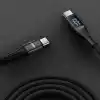 Juo 100W 5A QC4.0 Dijital Led Ekranlı E-Mark Çipli USB PD Type-C Hızlı Şarj ve Data Kablosu 1 Metre