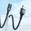 Juo 66W Dijital Led Ekranlı Örgülü USB-A to USB Type-C Hızlı Şarj ve Data Kablosu 2 Metre