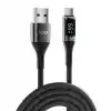 Juo 66W Dijital Led Ekranlı Örgülü USB-A to USB Type-C Hızlı Şarj ve Data Kablosu 2 Metre