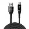 Juo 66W Dijital Led Ekranlı Örgülü USB-A to USB Type-C Hızlı Şarj ve Data Kablosu 2 Metre