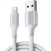 Ugreen, MFi Lisanslı USB-A & Lightning Örgülü Data ve Şarj Kablosu, 1.5 Metre, Beyaz