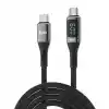 Juo 60W Dijital Led Ekranlı Örgülü USB Type-C to Type-C Hızlı Şarj ve Data Kablosu 1 Metre