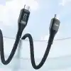 Juo 60W Dijital Led Ekranlı Örgülü USB Type-C to Type-C Hızlı Şarj ve Data Kablosu 1 Metre
