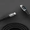Juo 60W Dijital Led Ekranlı Örgülü USB Type-C to Type-C Hızlı Şarj ve Data Kablosu 1 Metre