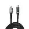 Juo 60W Dijital Led Ekranlı Örgülü USB Type-C to Type-C Hızlı Şarj ve Data Kablosu 1 Metre