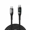 Juo 60W Dijital Led Ekranlı Örgülü USB Type-C to Type-C Hızlı Şarj ve Data Kablosu 1 Metre
