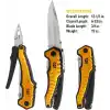 CAT DA980045 9 IN 1 Çok Fonksiyonlu Katlanabilir 27CM Paslanmaz Çelik Sarı Kamp Çakısı Bıçağı + Taşıma Kılıfı
