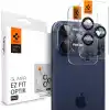 Spigen iPhone 17 Pro/Pro Max / 16 Pro/16 Pro Max / 15 Pro/15 Pro Max ile Uyumlu Kamera Lens Koruyucu Cam Kolay Kurulum Glas.tR EZ Fit Optik Pro (2 Adet) Blue Titanium - AGL07164