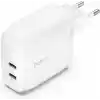 Belkin Boost Charge Çift USB-C Fişi, PPSli, iPhone 16 ve Diğerleri, iPad, Samsung Galaxy, Google Pixel, MacBook için 60W Şarj Cihazı, USB-Cden Lightning Kablosu ve USB-C Uyumlu, Beyaz