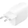 Belkin Boost Charge Çift USB-C Fişi, PPSli, iPhone 16 ve Diğerleri, iPad, Samsung Galaxy, Google Pixel, MacBook için 60W Şarj Cihazı, USB-Cden Lightning Kablosu ve USB-C Uyumlu, Beyaz