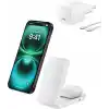 Belkin UltraCharge MagSafe Uyumlu 2’si 1 Arada Qi2 25W Kablosuz Şarj İstasyonu, iPhone 16, AirPods, Pixelsnap, Dönüştürülebilir Masaüstü Standı, USB-C Portlu, 45W Adaptör, Beyaz