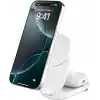 Belkin UltraCharge MagSafe Uyumlu 2’si 1 Arada Qi2 25W Kablosuz Şarj İstasyonu, iPhone 16, AirPods, Pixelsnap, Dönüştürülebilir Masaüstü Standı, USB-C Portlu, 45W Adaptör, Beyaz