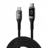Juo 100W 5A QC4.0 Dijital Led Ekranlı E-Mark Çipli USB PD Type-C Hızlı Şarj ve Data Kablosu 2 Metre